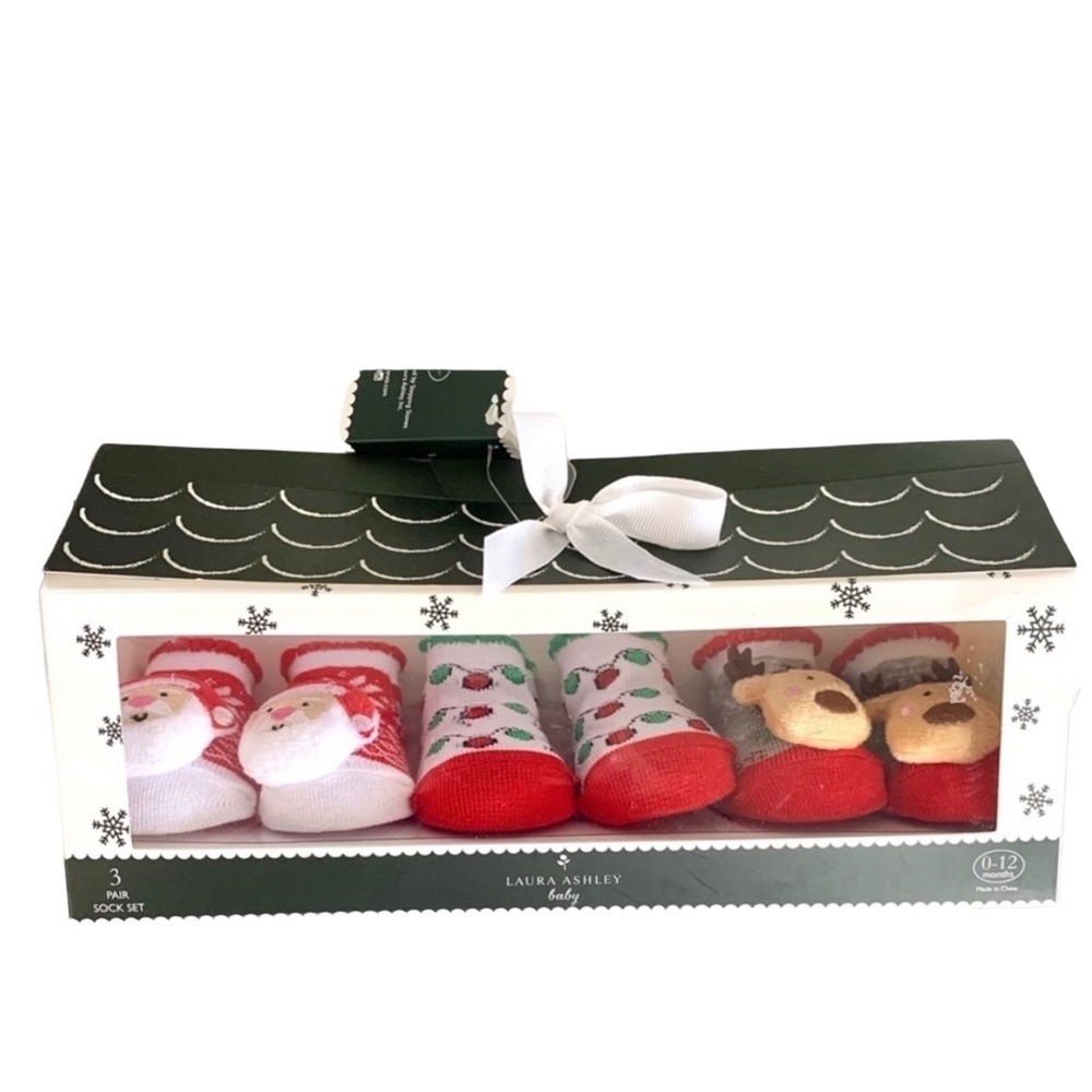 Laura Ashley Baby Christmas Sock Set 0-12 Months